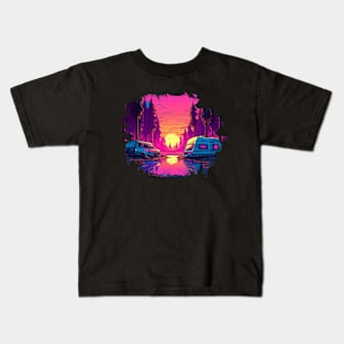 Retrowave Camping Kids T-Shirt